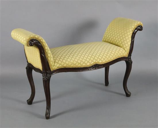 A George III French Hepplewhite mahogany window seat, W.3ft 7in. D.1ft 1in. H.2ft 2in.